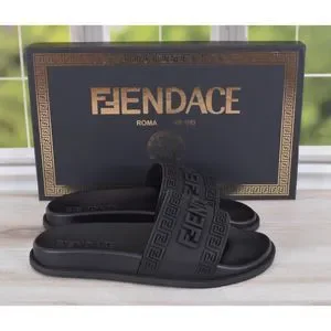 NEW Men\'s Versace x Fendi FENDACE Logo Pool Slides Sandals Size 13 US 12 U.K. VERSACE x FENDI FENDACE Men Auth Ltd Ed Slip-On Pool Slide  main image 3